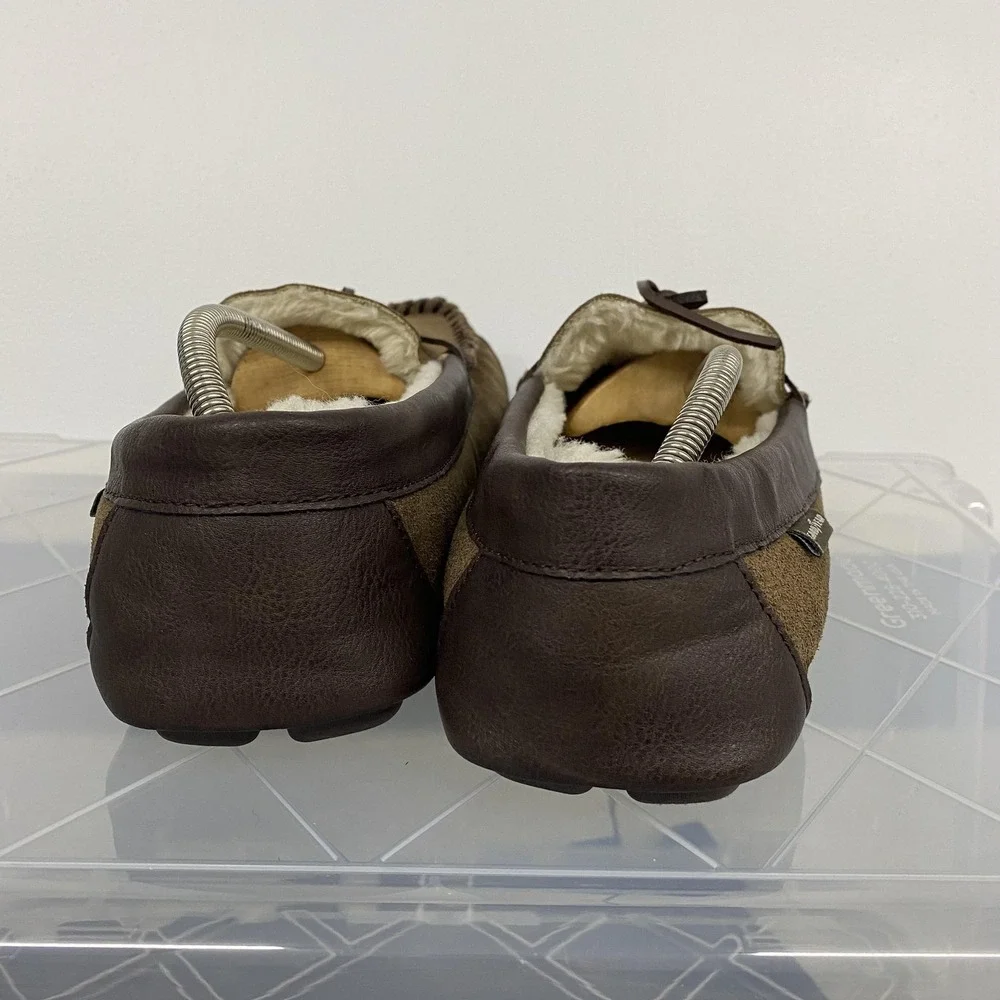 Goodyear‎ Slippers Shoes Mens Size 10 Brown Suede Moccasin Faux Fur Lined Indoor